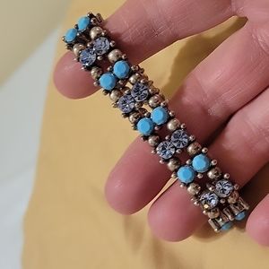 5 For 25.00/Vintage  Rhinestone/Turquoise stone Bracelet, euc